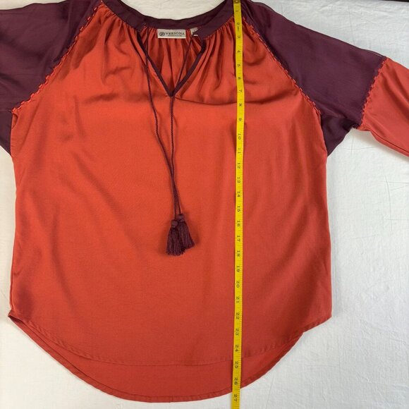 Versona Accessories Orange and Burgundy Boho Top - Size L - Picture 11 of 12